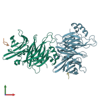 PDB entry 1c9i coloured by chain, front view.