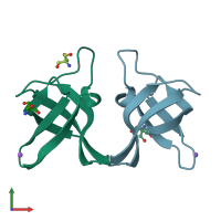 PDB entry 1c9o coloured by chain, front view.