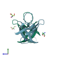 PDB entry 1c9o coloured by chain, side view.