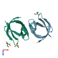 PDB entry 1c9o coloured by chain, top view.