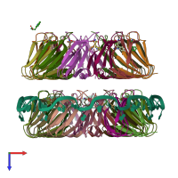 PDB entry 1c9s coloured by chain, top view.