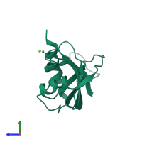 PDB entry 1c9v coloured by chain, side view.