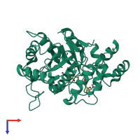 PDB entry 1c9w coloured by chain, top view.