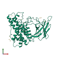 PDB entry 1ca1 coloured by chain, front view.