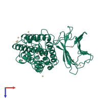 PDB entry 1ca1 coloured by chain, top view.