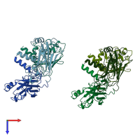 PDB entry 1ca4 coloured by chain, top view.