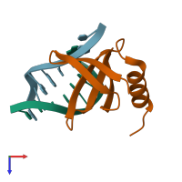 PDB entry 1ca6 coloured by chain, top view.