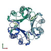 PDB entry 1ca7 coloured by chain, front view.