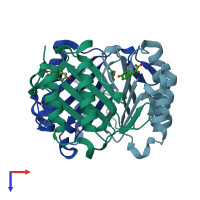 PDB entry 1ca7 coloured by chain, top view.