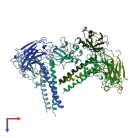 PDB entry 1ca9 coloured by chain, top view.