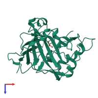 PDB entry 1cah coloured by chain, top view.