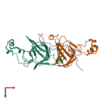 PDB entry 1cav coloured by chain, top view.