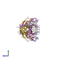 PDB entry 1cbw coloured by chain, side view.