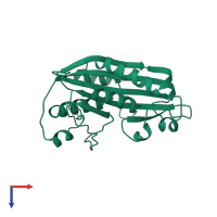 PDB entry 1cby coloured by chain, top view.