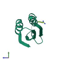 PDB entry 1cc7 coloured by chain, side view.