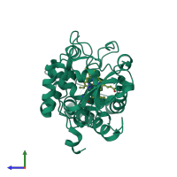 PDB entry 1cca coloured by chain, side view.