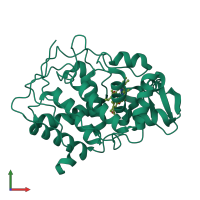 PDB entry 1cce coloured by chain, front view.