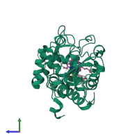 PDB entry 1cci coloured by chain, side view.