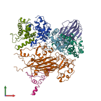 PDB entry 1cd3 coloured by chain, front view.