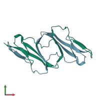 PDB entry 1cdc coloured by chain, front view.