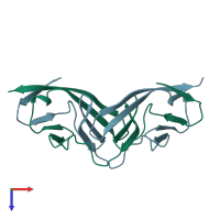 PDB entry 1cdc coloured by chain, top view.