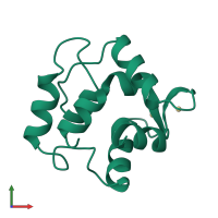 PDB entry 1cdp coloured by chain, front view.