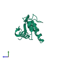 PDB entry 1cdz coloured by chain, side view.