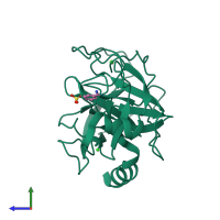 PDB entry 1ce5 coloured by chain, side view.