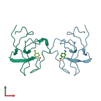 PDB entry 1ceb coloured by chain, front view.