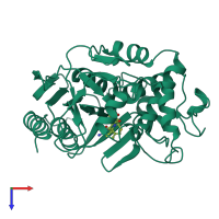 PDB entry 1cef coloured by chain, top view.