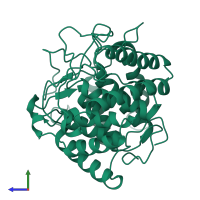 PDB entry 1cem coloured by chain, side view.