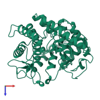 PDB entry 1cem coloured by chain, top view.