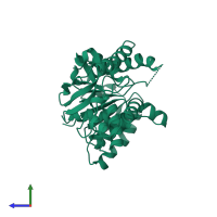 PDB entry 1ceq coloured by chain, side view.