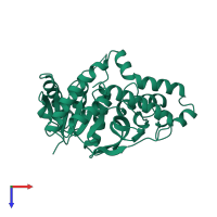 PDB entry 1ceq coloured by chain, top view.