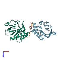 PDB entry 1cf0 coloured by chain, top view.