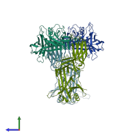 PDB entry 1cf1 coloured by chain, side view.