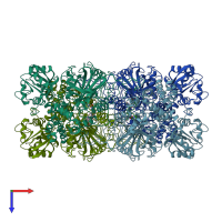 PDB entry 1cf9 coloured by chain, top view.