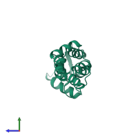 PDB entry 1cfd coloured by chain, side view.