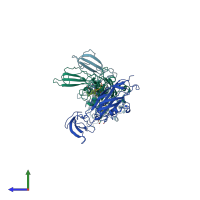 PDB entry 1cfm coloured by chain, side view.
