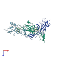 PDB entry 1cfm coloured by chain, top view.