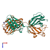 PDB entry 1cfn coloured by chain, top view.