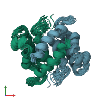 PDB entry 1cfp coloured by chain, ensemble of 25 models, front view.