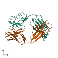 PDB entry 1cfq coloured by chain, front view.