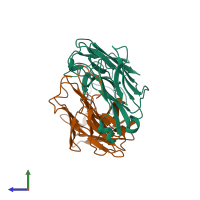 PDB entry 1cfs coloured by chain, side view.