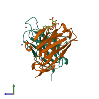 PDB entry 1cfv coloured by chain, side view.