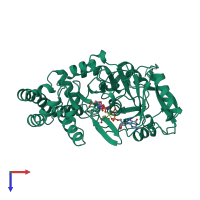 PDB entry 1cg0 coloured by chain, top view.