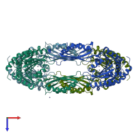 PDB entry 1cg2 coloured by chain, top view.