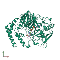 PDB entry 1cg3 coloured by chain, front view.