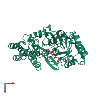 PDB entry 1cg3 coloured by chain, top view.