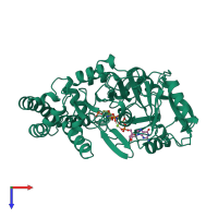 PDB 1cg4 coloured by chain and viewed from the top.